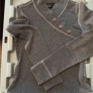 Gray Praná Women's Sweater with Button Detail